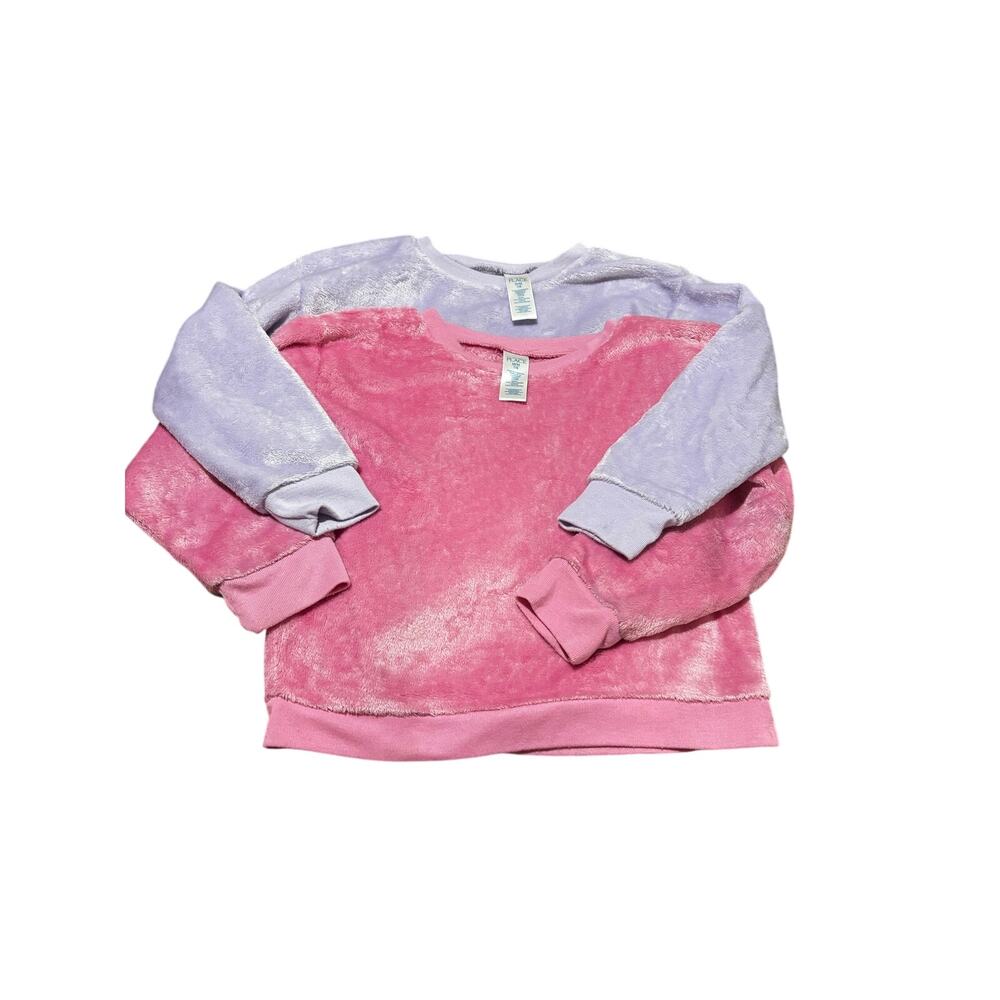 The Children’s place velour sweatshirts solid pink solid lavender same style euc